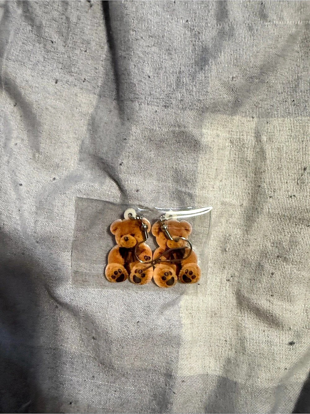Brown & Gold Teddy Bear Drop Earrings